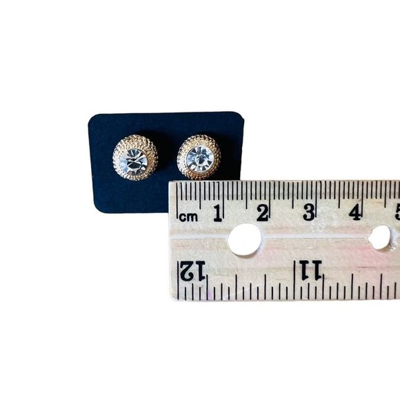 Jewelry set necklace stud earrings layered rhinestones gold tone - Picture 12 of 12